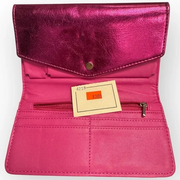 EUC A New Day Metallic Pink Wallet – Snap Closure, Card Slots, Zip Pocket - Picture 7 of 8